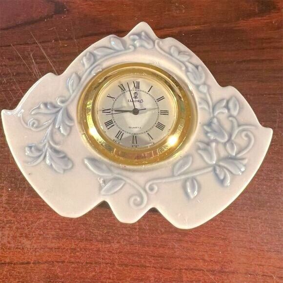 Lladro Porcelain Desk Clock Marbella Vintage 1980s - Picture 1 of 6